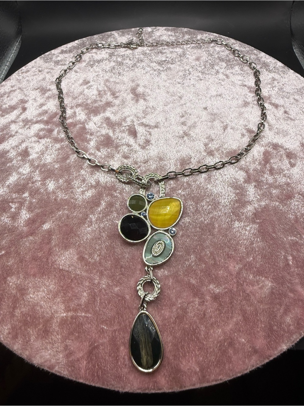 Lia Sophia Multicolor Geometric Y Drop Statement Necklace